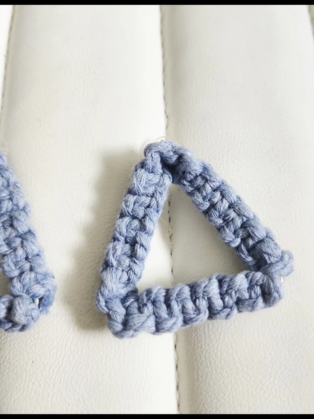 Macrame Earrings - Triangle Light Blue